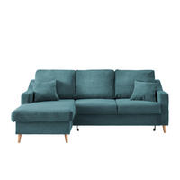ECKSOFA in Cord Petrol  - Petrol/Naturfarben, Design, Holz/Textil (150/228cm) - P & B