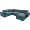 Wohnlandschaft in Cord Petrol  - Chromfarben/Petrol, KONVENTIONELL, Textil/Metall (219/305/157cm) - Livetastic