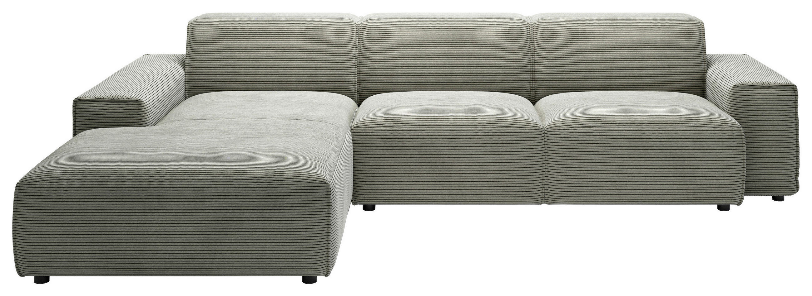 ECKSOFA 9125 Grauweiß Cord  - Grauweiß/Schwarz, Design, Kunststoff/Textil (189/300cm) - Pure Home Lifestyle
