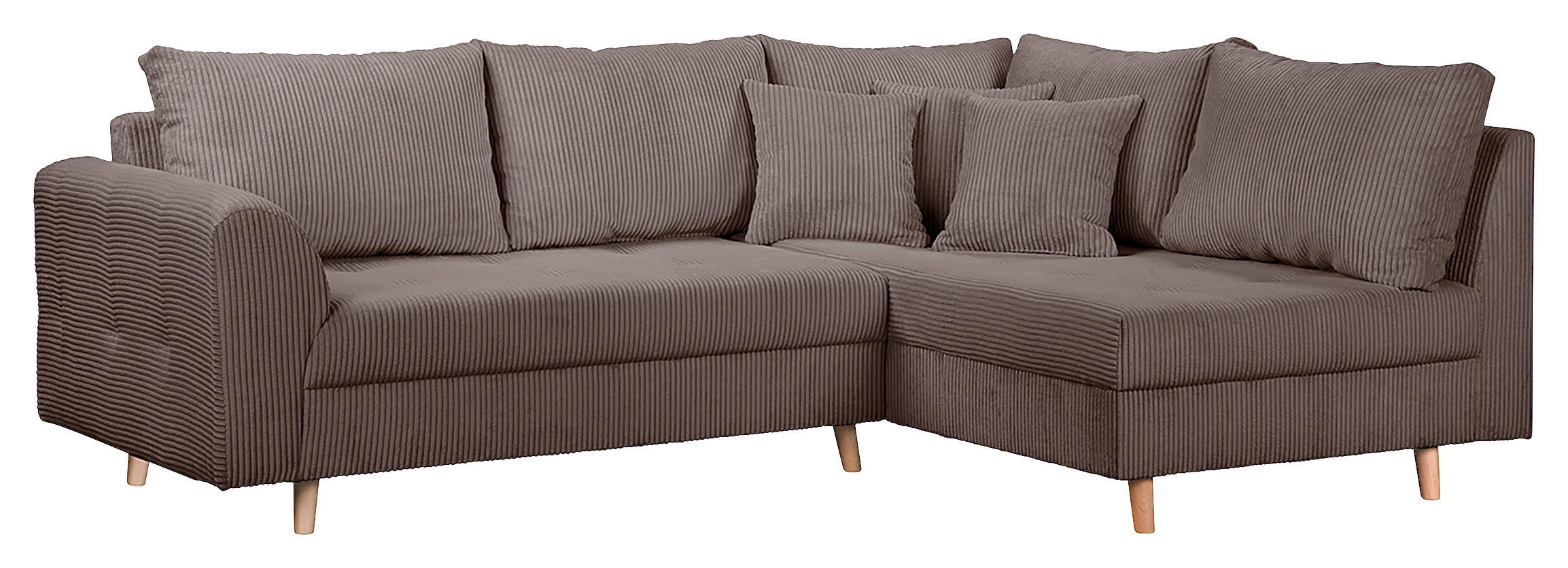 ECKSOFA Cord Braun  - Naturfarben/Braun, Design, Holz/Textil (231/161cm) - P & B