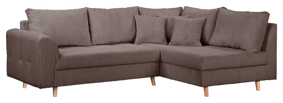 ECKSOFA Ariella Braun Cord  - Naturfarben/Braun, Design, Holz/Textil (231/161cm) - Livetastic