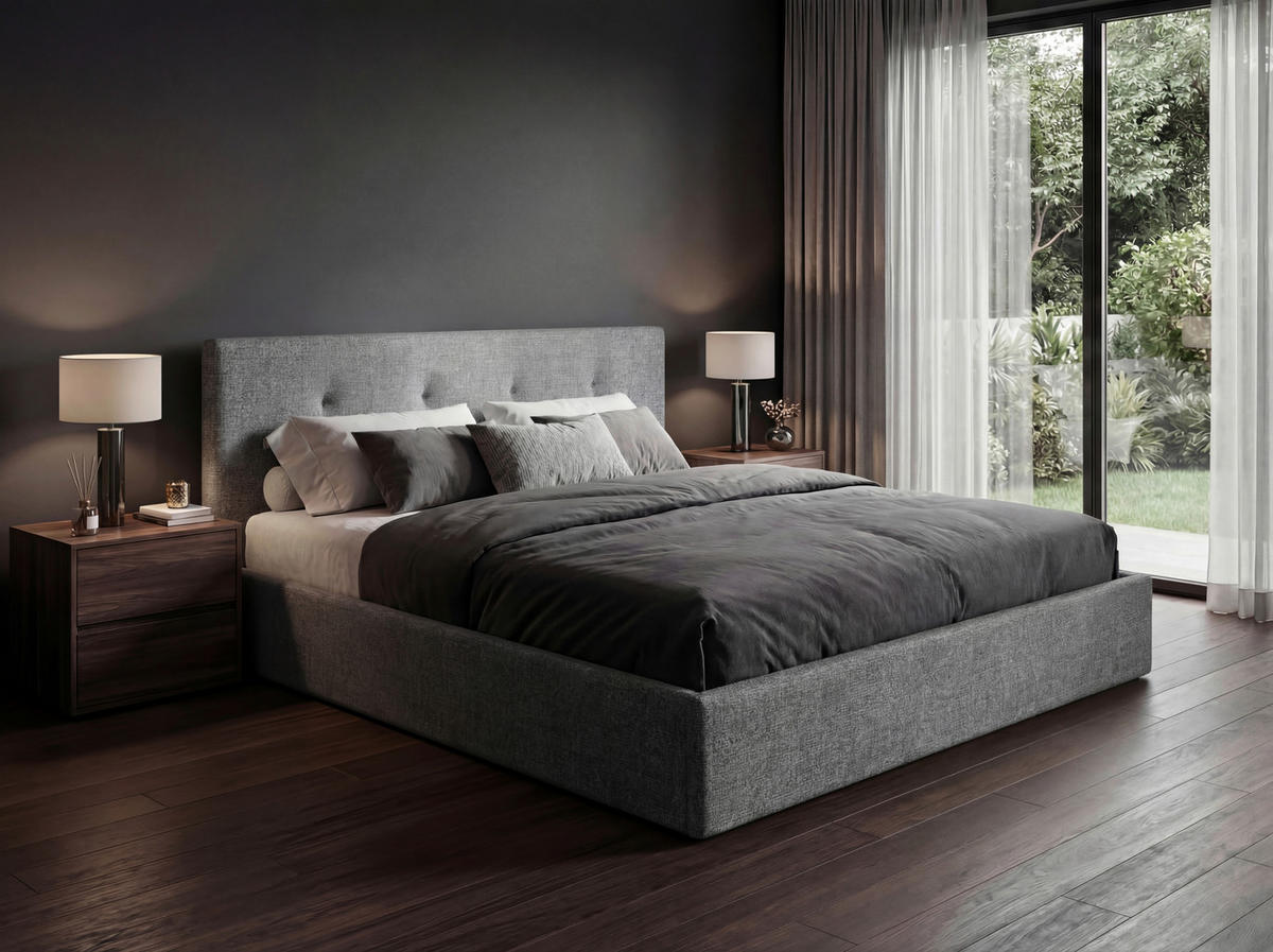POLSTERBETT Lattenrost, Bettkasten Grau 180/200 cm  - Grau, MODERN, Holz/Textil (180/200cm) - Livetastic