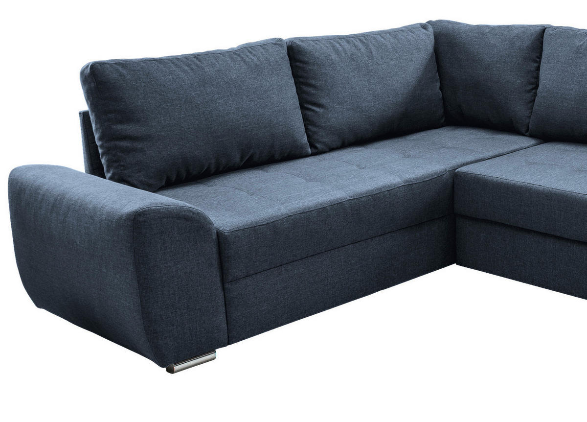 WOHNLANDSCHAFT Blau Mikrofaser  - Chromfarben/Blau, KONVENTIONELL, Textil/Metall (218/292/156cm) - Livetastic