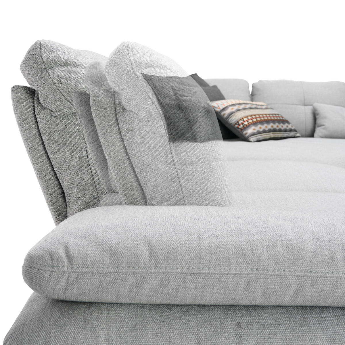 ECKSOFA  in Flachgewebe Hellgrau  344/271 cm  - Hellgrau/Schwarz, Design, Textil/Metall (344/271cm) - Chilliano