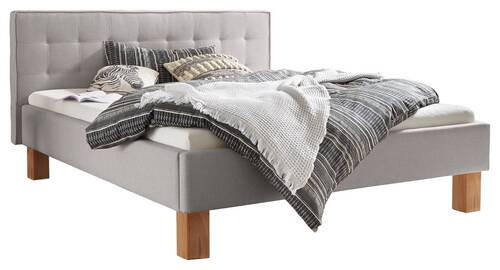 POLSTERBETT gepolstertes Kopfteil Grau, Buchefarben 140/200 cm  - Buchefarben/Grau, Design, Holz/Textil (140/200cm) - Hasena