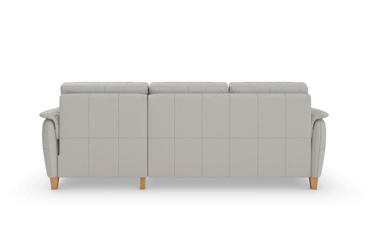 ECKSOFA PALMERA E Hellgrau Echtleder  - Eichefarben/Hellgrau, Basics, Leder/Holz (244/163cm) - Sit & More