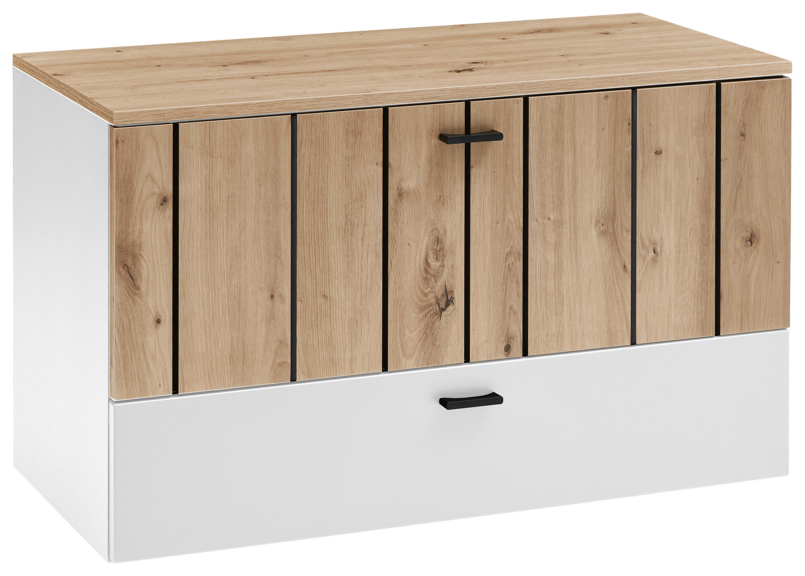 LOWBOARD 90,1/53,1/42 cm  - Weiss/Schwarz, Design, Holzwerkstoff/Metall (90,1/53,1/42cm) - Stylife