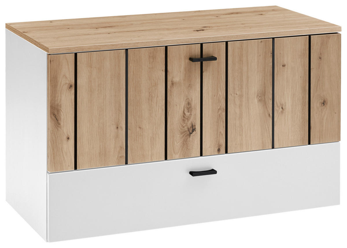 LOWBOARD 90,1/53,1/42 cm  - Weiss/Schwarz, Design, Holzwerkstoff/Metall (90,1/53,1/42cm) - Stylife