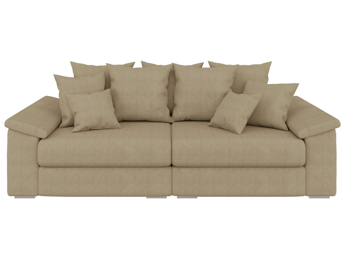 BIGSOFA TERMINI Velours, Webstoff Beige  - Beige/Naturfarben, Design, Holz/Textil (260/98/123cm) - MID.YOU