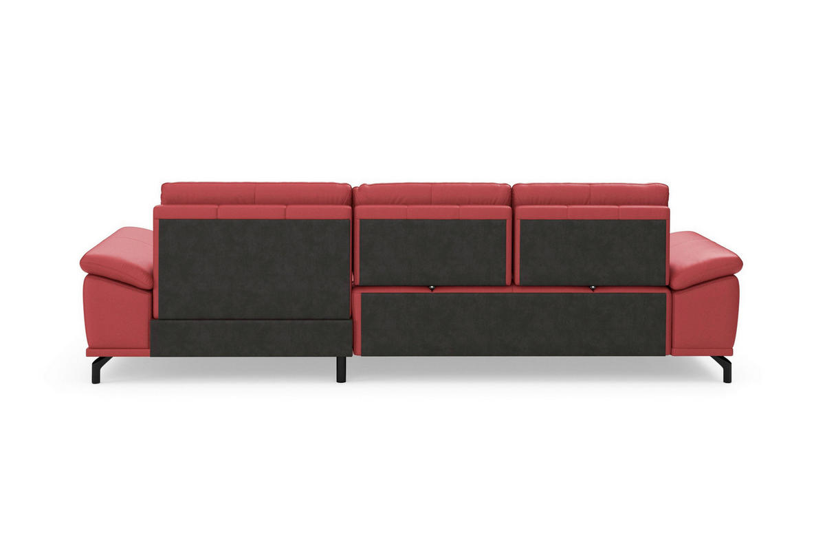ROHOVÁ SEDAČKA, textil, koža, červená - čierna/červená, Basics, kov/koža (301/176cm) - Sit & More