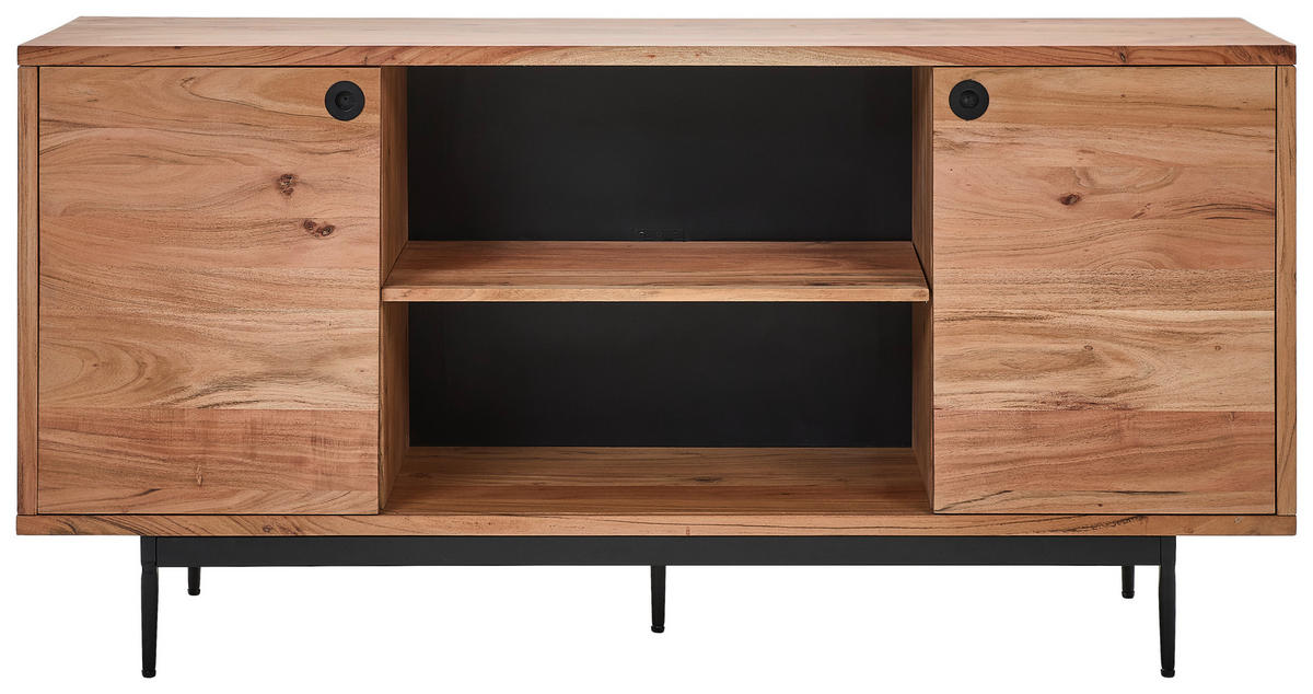 SIDEBOARD  in 160/76/40 cm  - Schwarz/Naturfarben, LIFESTYLE, Holz/Metall (160/76/40cm) - Livetastic