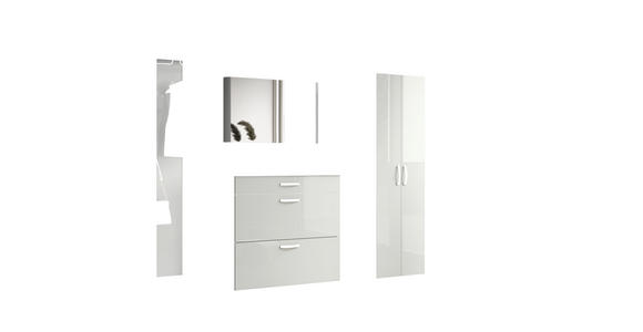 GARDEROBE 4-teilig in 270/192/34 cm - Alufarben/Weiß, Design, Glas/Holzwerkstoff (270/192/34cm) - Moderano