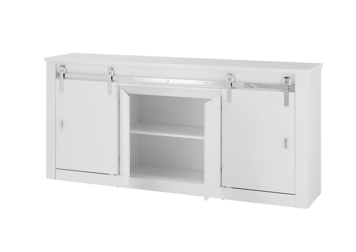 SIDEBOARD  201/91/43 cm  - Chromfarben/Weiß Hochglanz, Design, Holzwerkstoff/Metall (201/91/43cm) - Livetastic