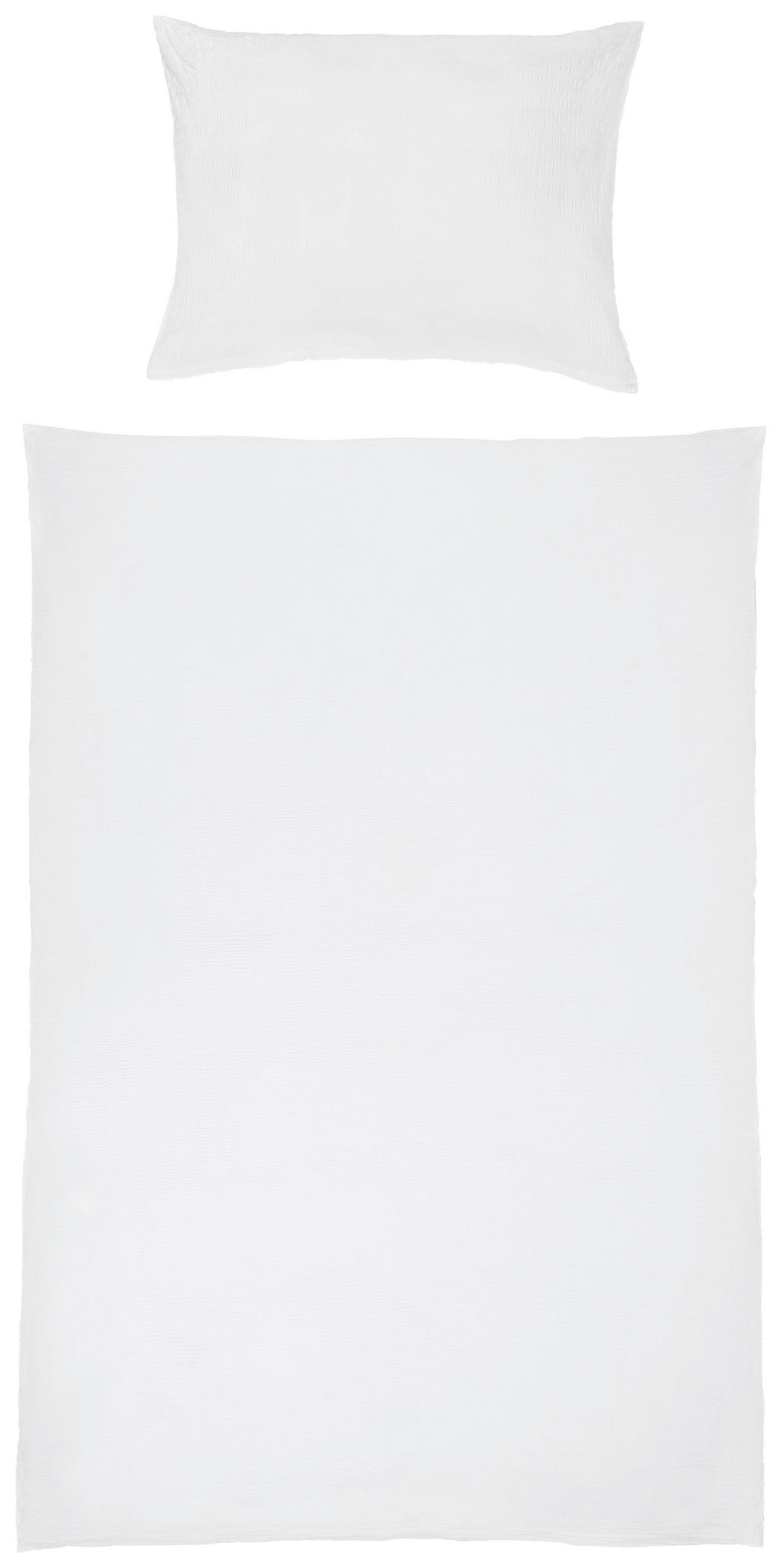 Seersucker Bettwäsche 140x200 cm Milena Baumwolle Weiß