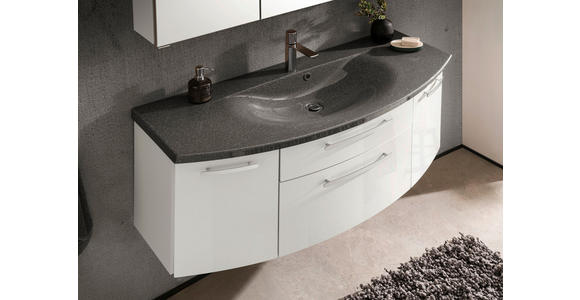 BADEZIMMER in 121,2 cm - Chromfarben/Weiß Hochglanz, KONVENTIONELL, Glas/Holzwerkstoff (121,2cm) - Novel