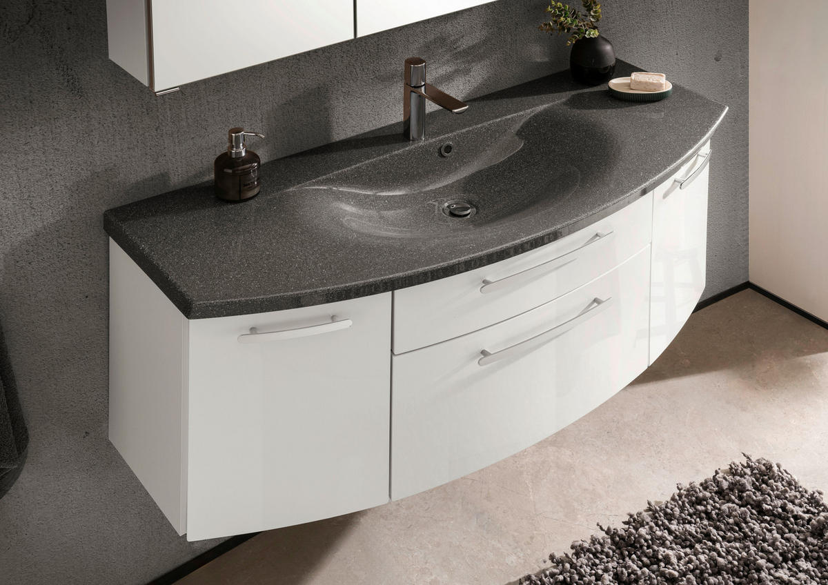 BADEZIMMER  in 121,2 cm  - Chromfarben/Weiß Hochglanz, KONVENTIONELL, Glas/Holzwerkstoff (121,2cm) - Novel