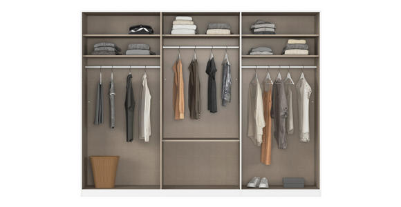 DREHTÜRENSCHRANK 301/235/61 cm,  in Graphitfarben, 6-türig  - Chromfarben/Edelstahlfarben, Basics, Glas/Holzwerkstoff (301/235/61cm) - Novel