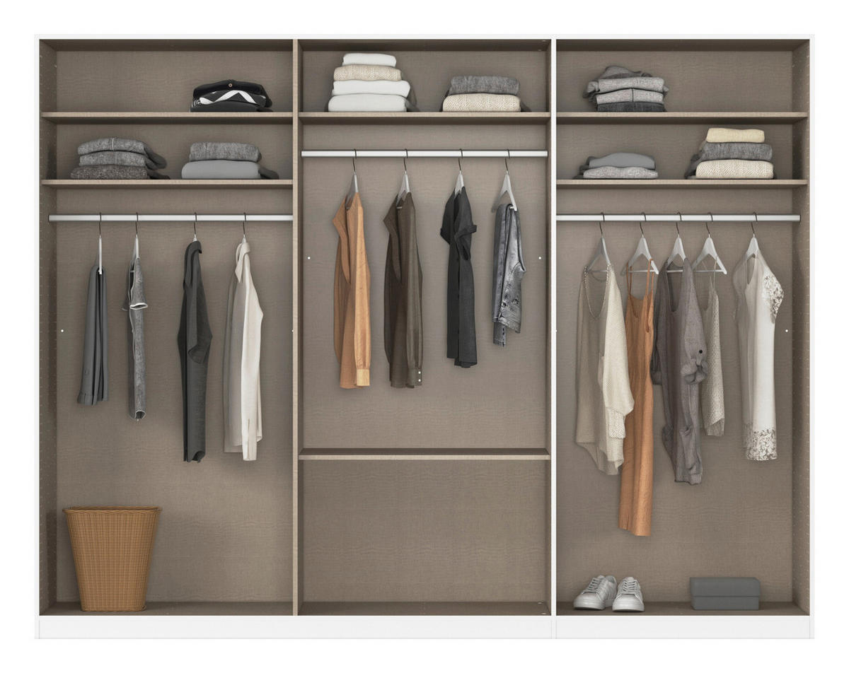 DREHTÜRENSCHRANK 301/235/61 cm,  in Graphitfarben, 6-türig  - Chromfarben/Edelstahlfarben, Basics, Glas/Holzwerkstoff (301/235/61cm) - Novel