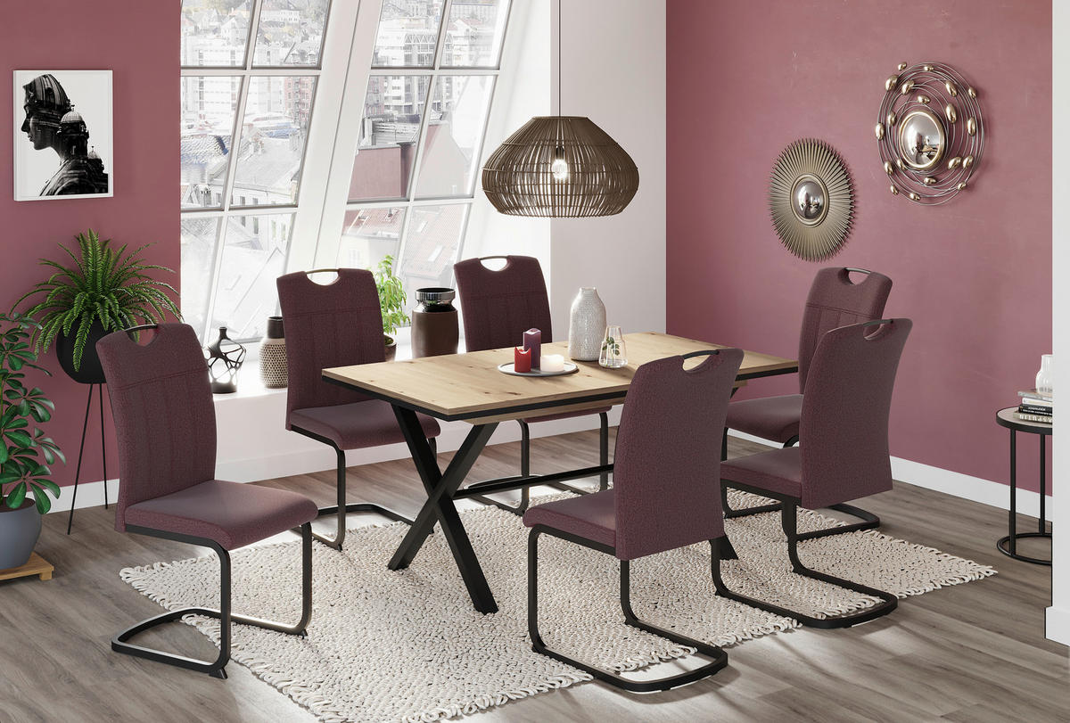 SCHWINGSTUHL-SET 2 Stück  in Stahl Webstoff  - Grau/Dunkelrot, MODERN, Textil/Metall (44/100/59cm) - MID.YOU