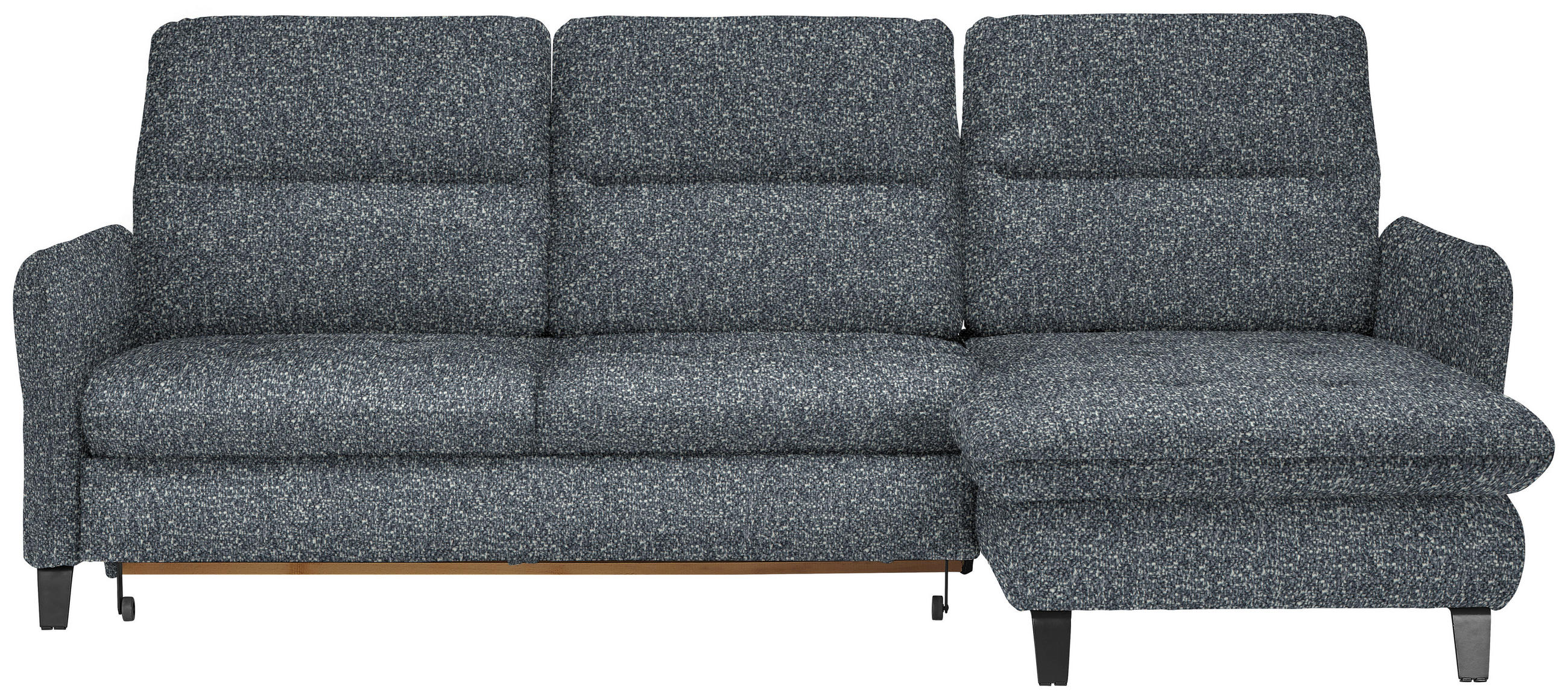 ECKSOFA in Plüsch Dunkelgrau  - Dunkelgrau/Schwarz, KONVENTIONELL, Textil/Metall (254/190cm) - Stylife