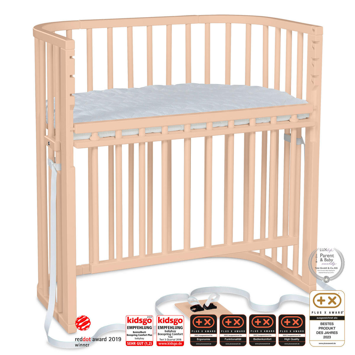 BEISTELLBETT 96/56,50/96,50 cm  - Beige, Basics, Holz (96/56,50/96,50cm) - Babybay