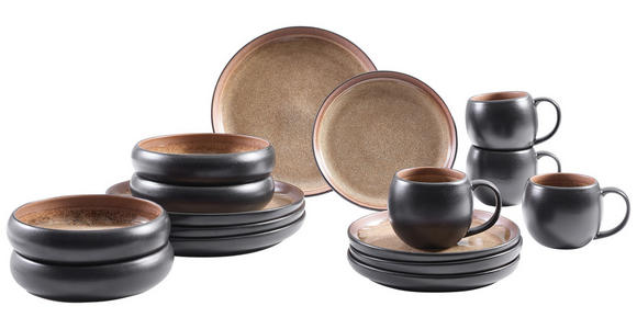 KOMBISERVICE FARO 16-teilig  - Braun, Design, Keramik - Novel