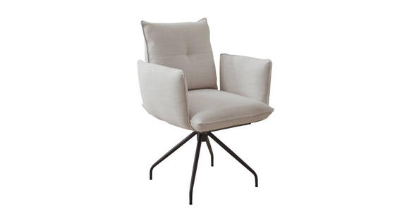 ARMLEHNSTUHL in Stahl Struktur - Beige/Schwarz, Design, Textil/Metall (68/90/70cm) - Dieter Knoll