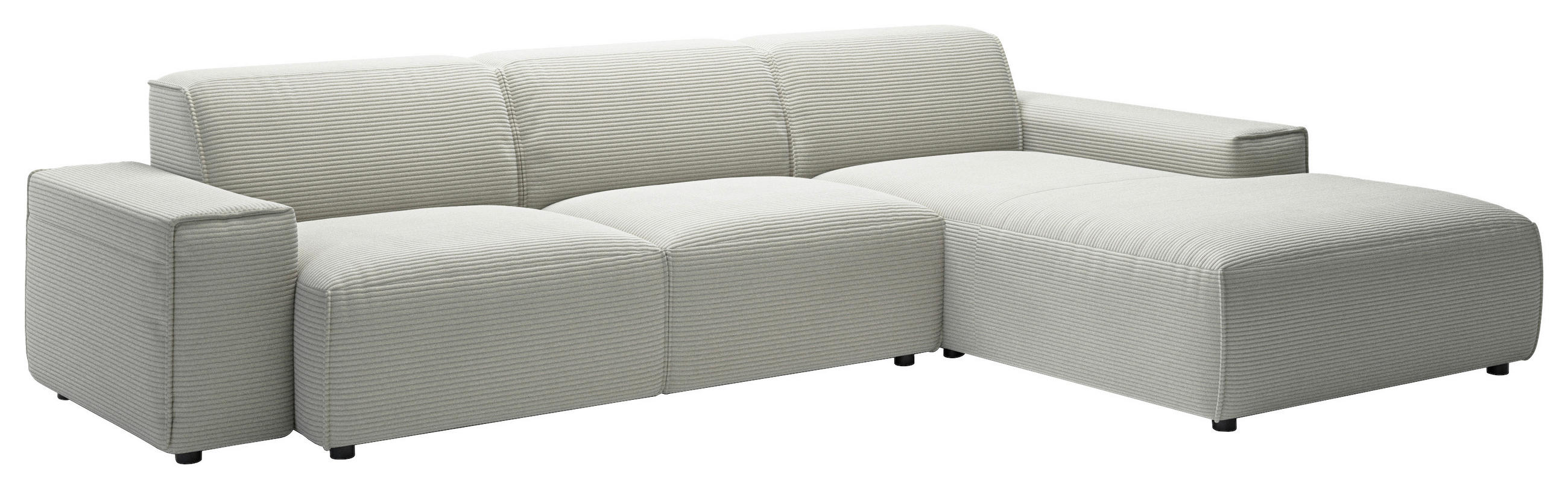ECKSOFA Hellgrau Cord  - Hellgrau/Schwarz, Design, Kunststoff/Textil (300/189cm) - Pure Home Lifestyle