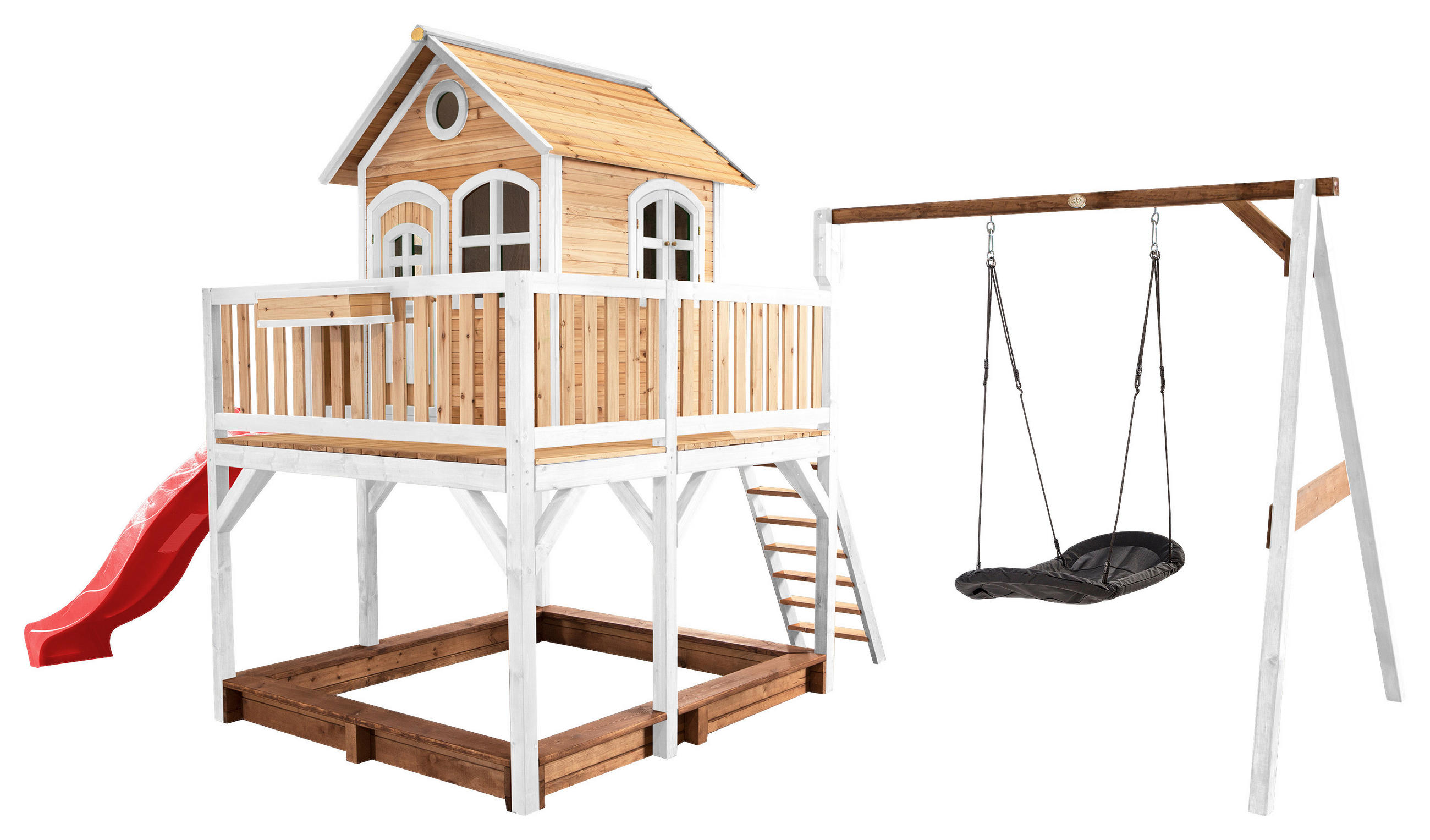 SPIELTURM  - Rot/Braun, KONVENTIONELL, Holz (613/291/277cm) - Ambia Garden