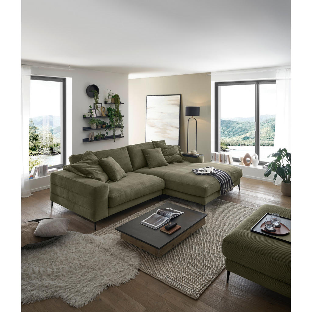 Thumbnail - Dieter Knoll Ecksofa Badia Base, Weiß, Textil, 3-Sitzer, Ottomane rechts, 293x207 cm, Typenauswahl, Fußauswahl, Stoffaus...