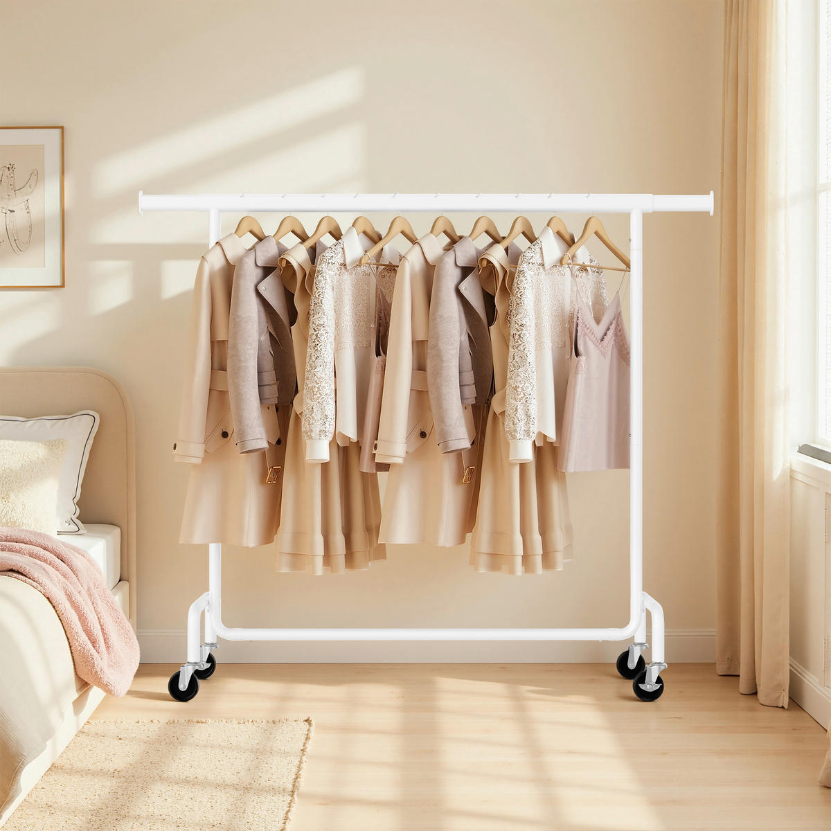 KLEIDERWAGEN in Weiß 150/160/45 cm   - Weiß, Trend, Kunststoff/Metall (150/160/45cm) - Boxxx