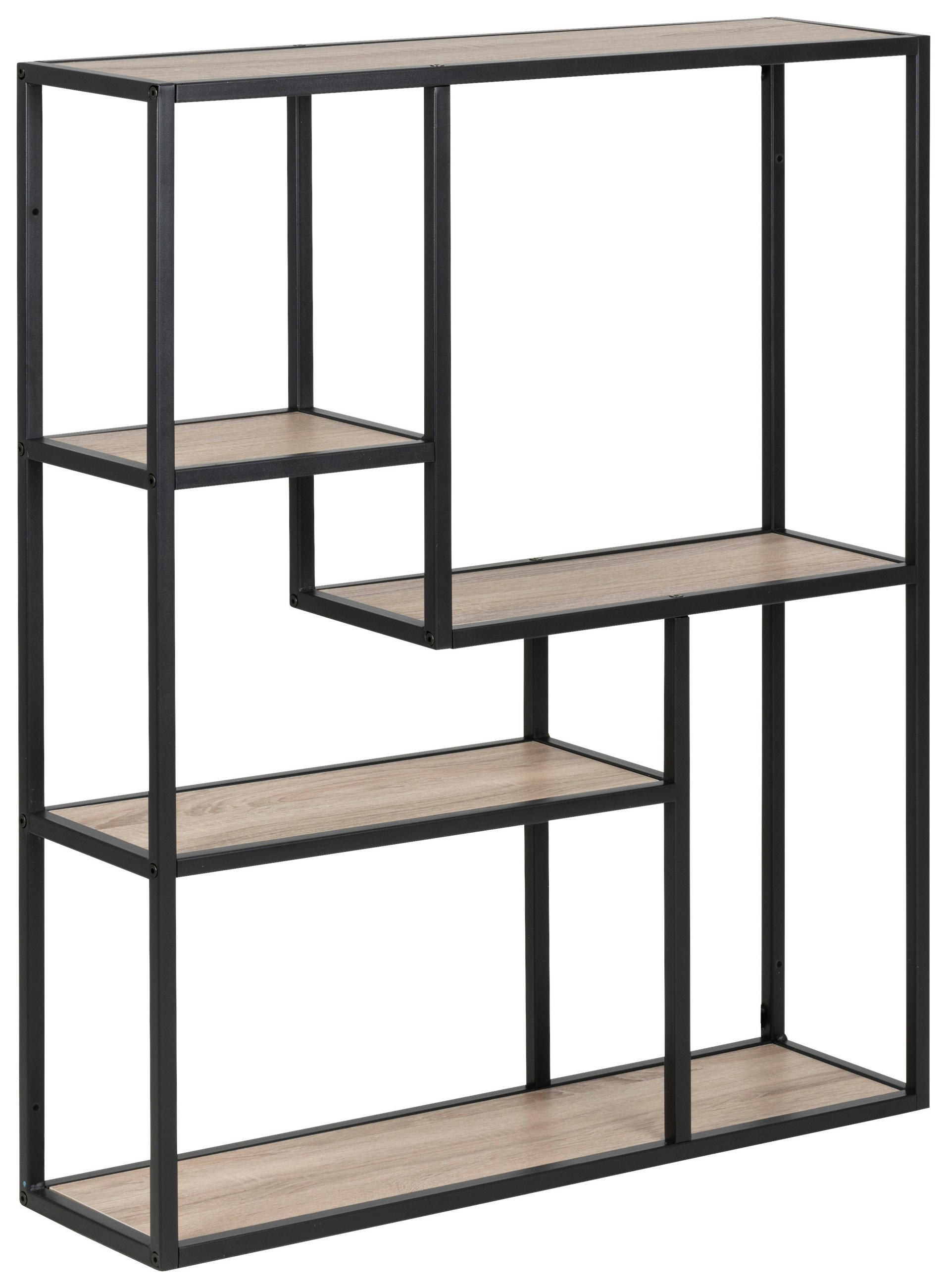 WANDREGAL Schwarz, Sonoma Eiche  - Schwarz/Sonoma Eiche, MODERN, Holzwerkstoff/Metall (75/91/20cm)