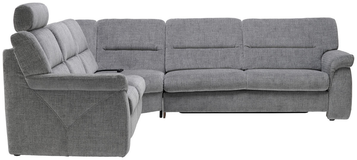 ECKSOFA in Chenille Grau  - Schwarz/Grau, Konventionell, Kunststoff/Textil (252/282cm) - Himolla