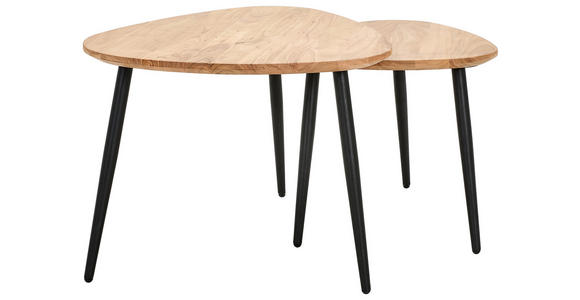 COUCHTISCHSET Akazie vollmassiv 74/68/45 cm Freiform Schwarz, Akaziefarben - Schwarz/Akaziefarben, Design, Holz/Metall (74/68/45cm) - Carryhome