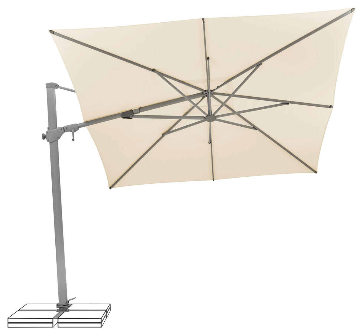 AMPELSCHIRM 330x270 cm  - Ecru/Silberfarben, Basics, Textil/Metall (330/270cm) - Suncomfort by Glatz