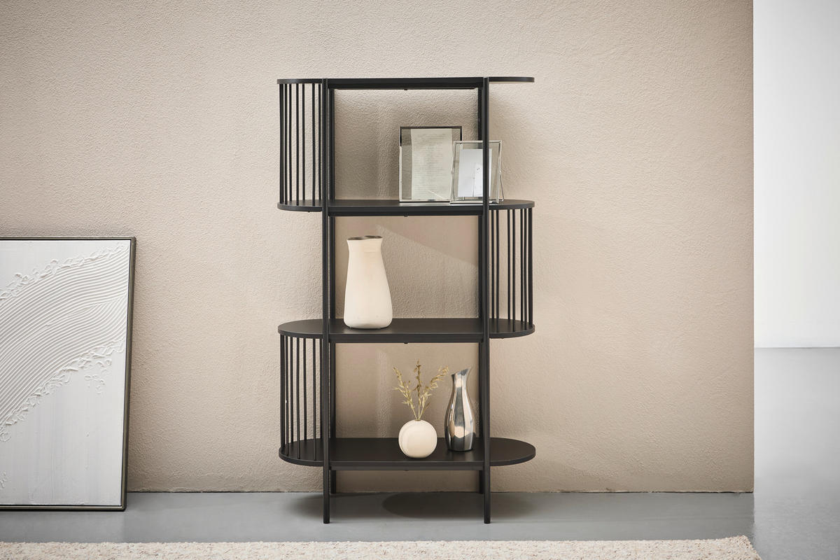 REGÁL, čierna, železo, 80/133,5/34 cm - čierna, Trend, kov/kompozitné drevo (80/133,5/34cm) - Xora