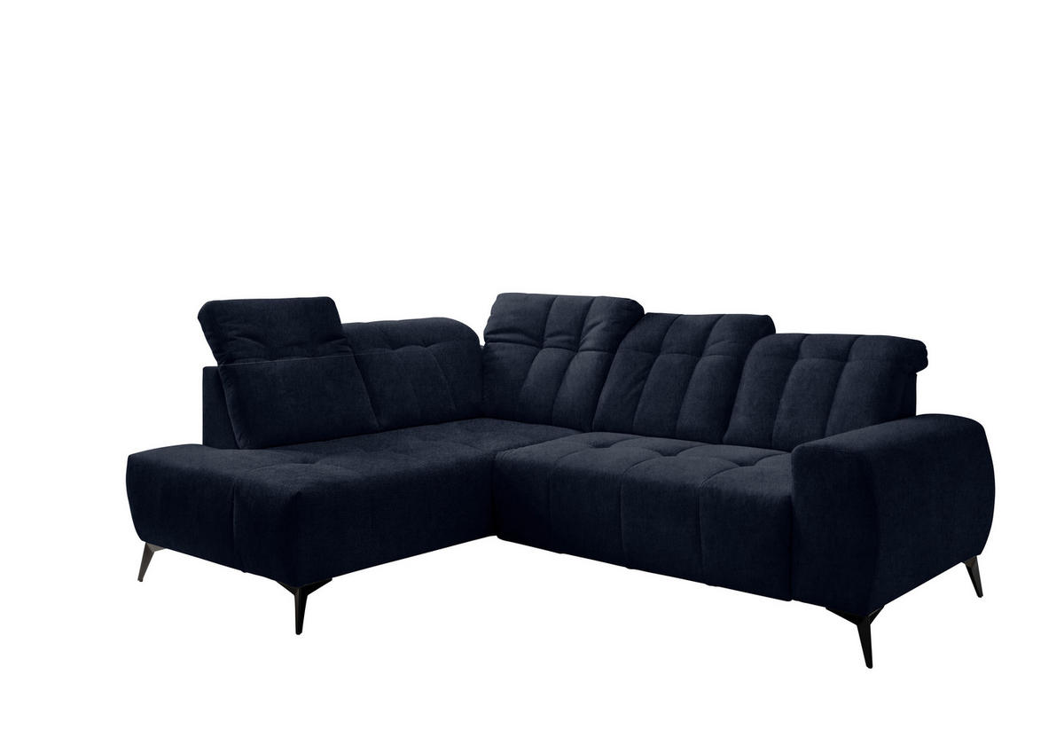 ECKSOFA in Mikrofaser Dunkelblau  200/261 cm  - Schwarz/Dunkelblau, MODERN, Textil/Metall (200/261cm) - Livetastic