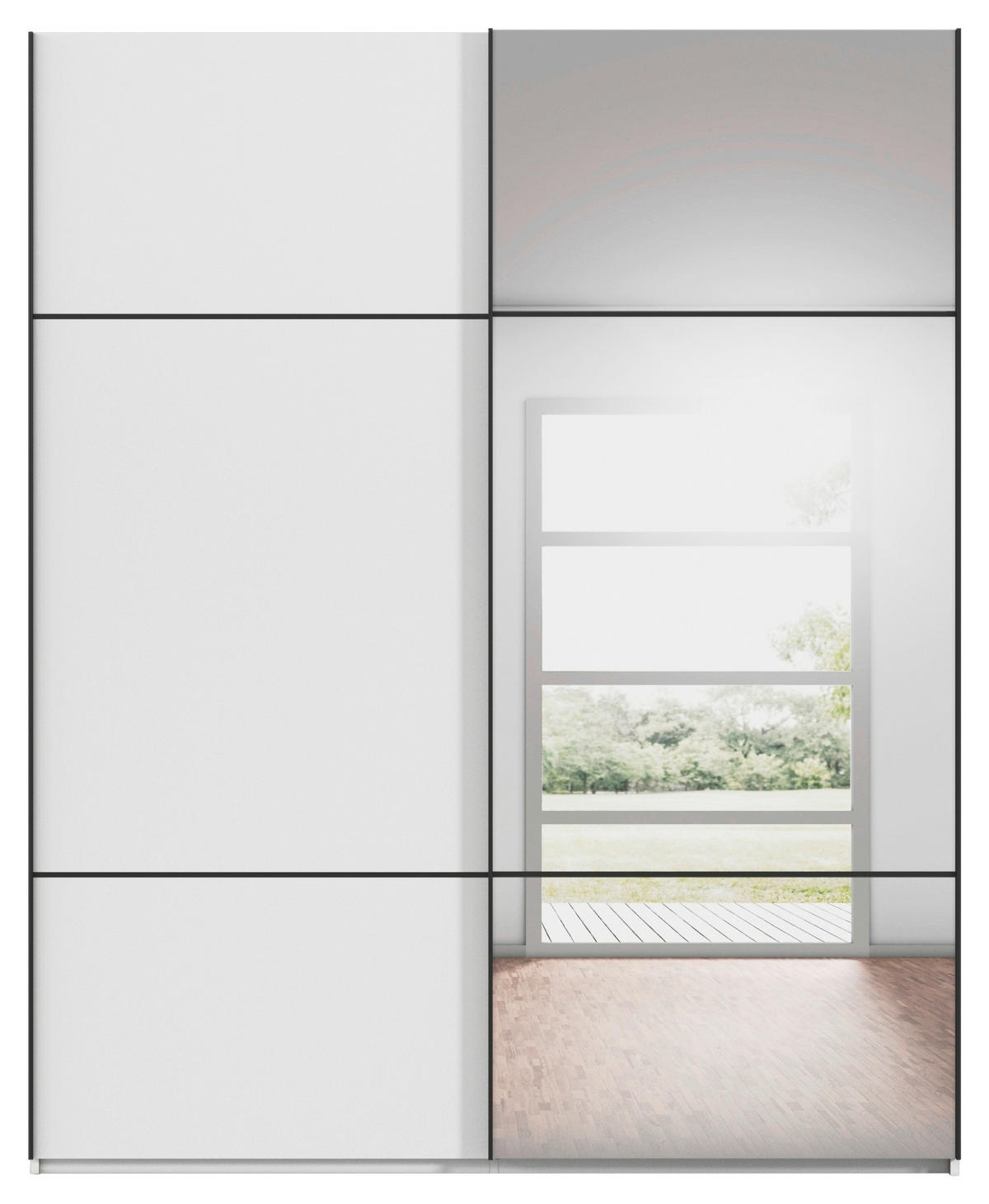 SCHWEBETÜRENSCHRANK  in Weiß  - Schwarz/Weiß, KONVENTIONELL, Glas/Holzwerkstoff (201/223/68cm) - Novel