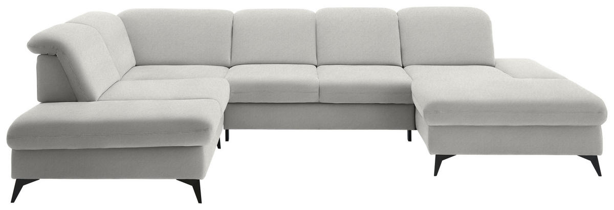 WOHNLANDSCHAFT Chenille Cappuccino  - Schwarz/Cappuccino, Design, Textil/Metall (255/364/198cm) - Beldomo Style