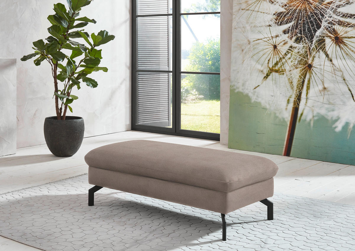 ECKSOFA in Velours Greige  - Greige/Schwarz, Design, Textil/Metall (179/306cm) - Beldomo System