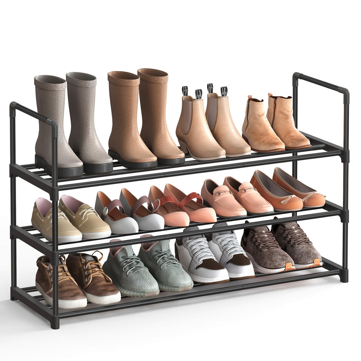 REGÁL NA TOPÁNKY, čierna, 92/55/30 cm - čierna, Trend, kov/plast (92/55/30cm) - Boxxx