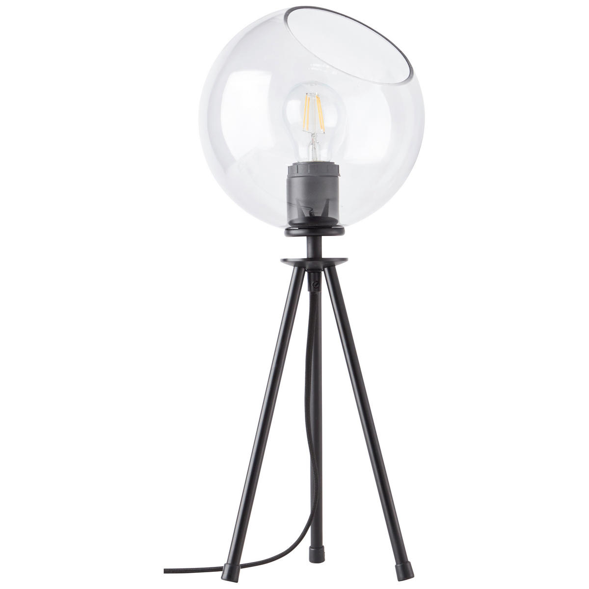 TISCHLEUCHTE AFTON 20/50 cm   - Transparent/Schwarz, Design, Glas/Metall (20/50cm)