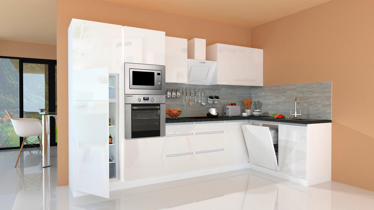 ECKKÜCHE 345/172 cm  in Weiss  - Weiss/Grau, Modern, Holzwerkstoff (345/172cm) - Respekta