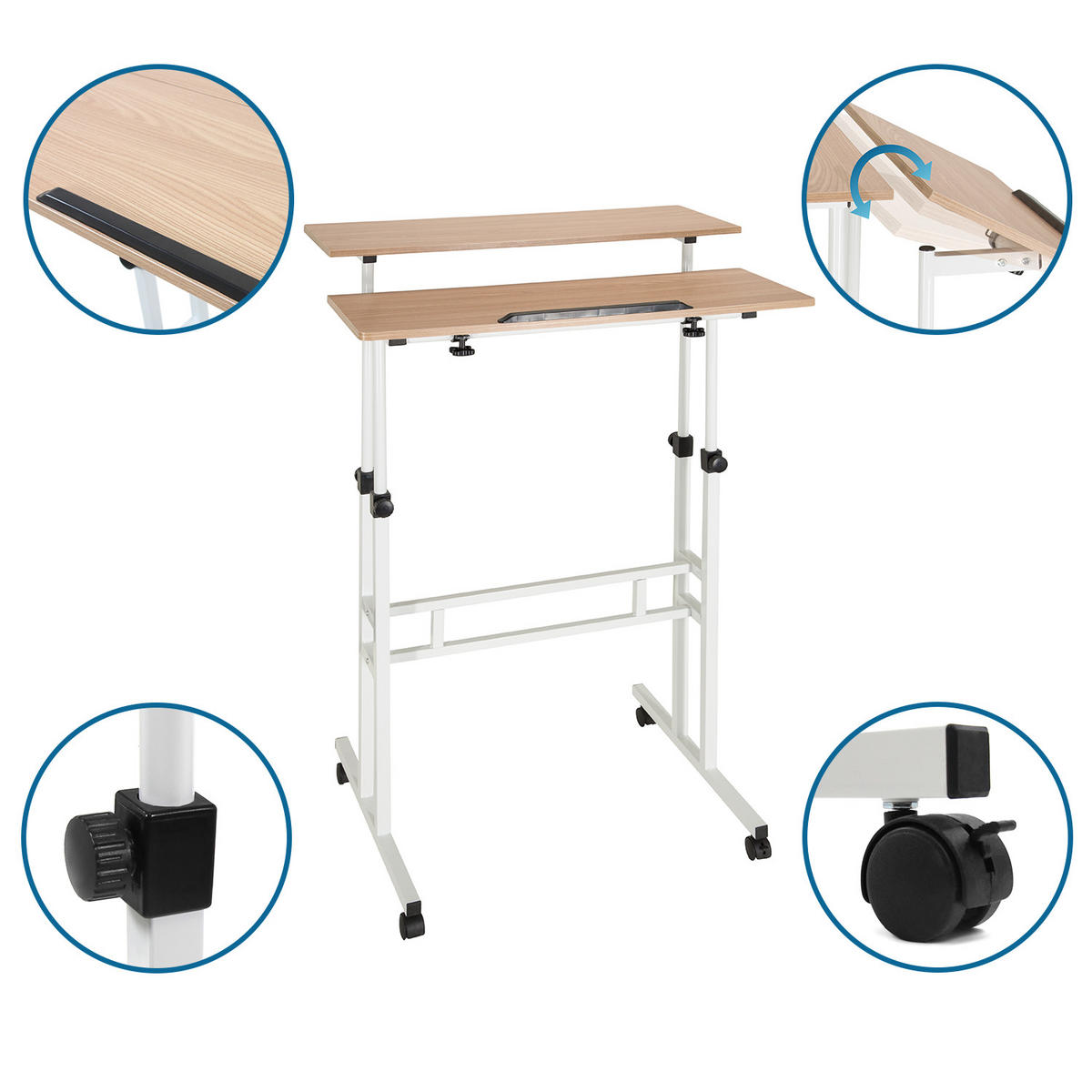 SCHREIBTISCH  in Weiß, Eichefarben  - Eichefarben/Weiß, Basics, Holzwerkstoff/Kunststoff (120/82-128/60cm) - MID.YOU