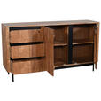 SIDEBOARD Akazie massiv Schwarz, Akaziefarben Einlegeböden  - Schwarz/Akaziefarben, Natur, Holz/Holzwerkstoff (150/80/40cm) - Carryhome