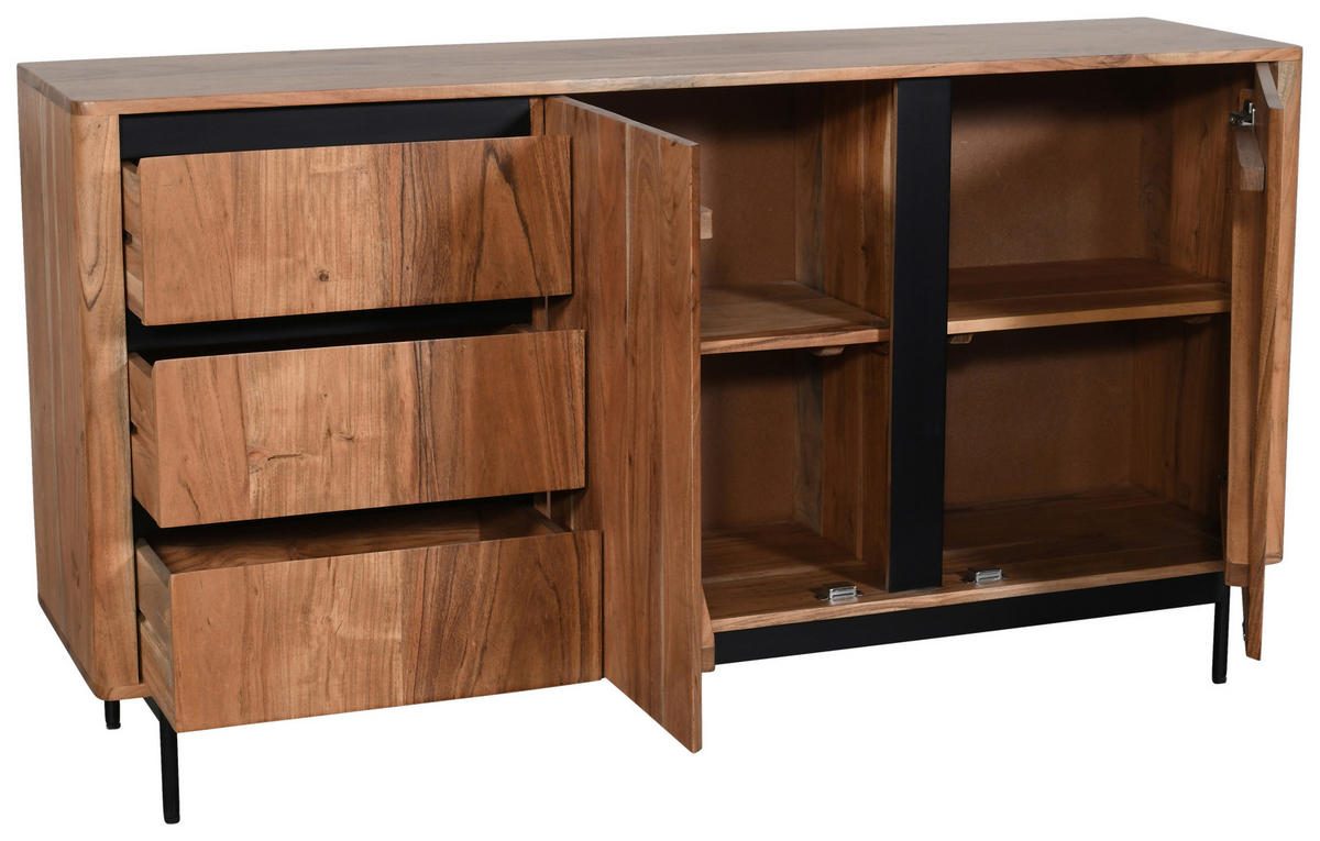 SIDEBOARD  in 150/80/40 cm  - Schwarz/Akaziefarben, Natur, Holz/Holzwerkstoff (150/80/40cm) - Carryhome