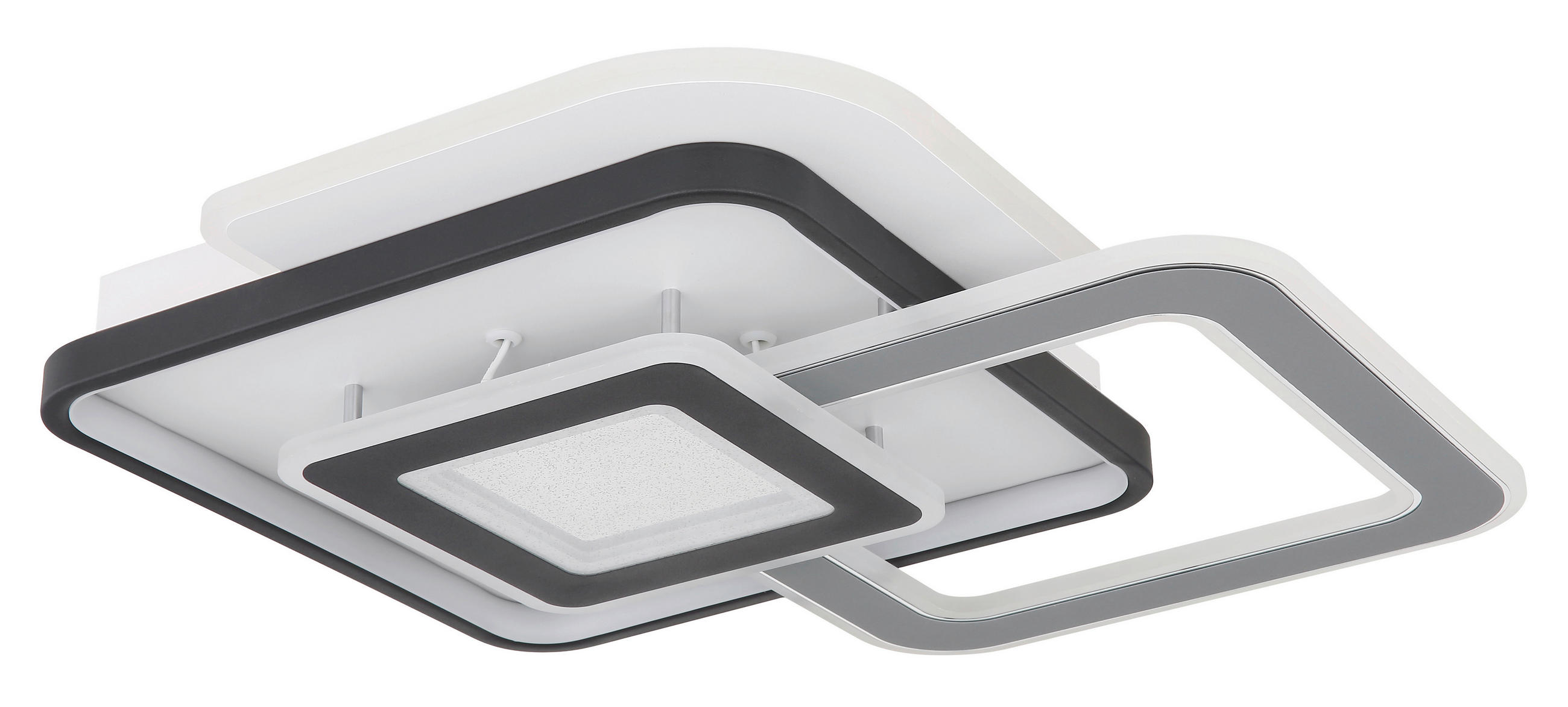 DECKENLEUCHTE 40 W    50/48/8 cm  - Weiss/Transparent, Trend, Kunststoff/Metall (50/48/8cm) - Globo