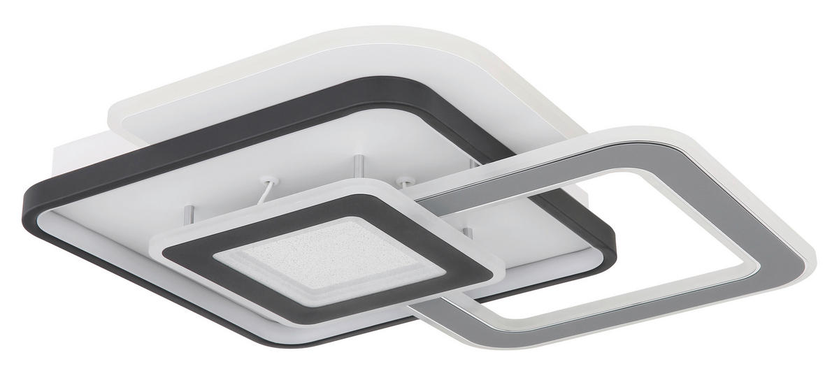 DECKENLEUCHTE 40 W    50/48/8 cm  - Weiss/Transparent, Trend, Kunststoff/Metall (50/48/8cm) - Globo