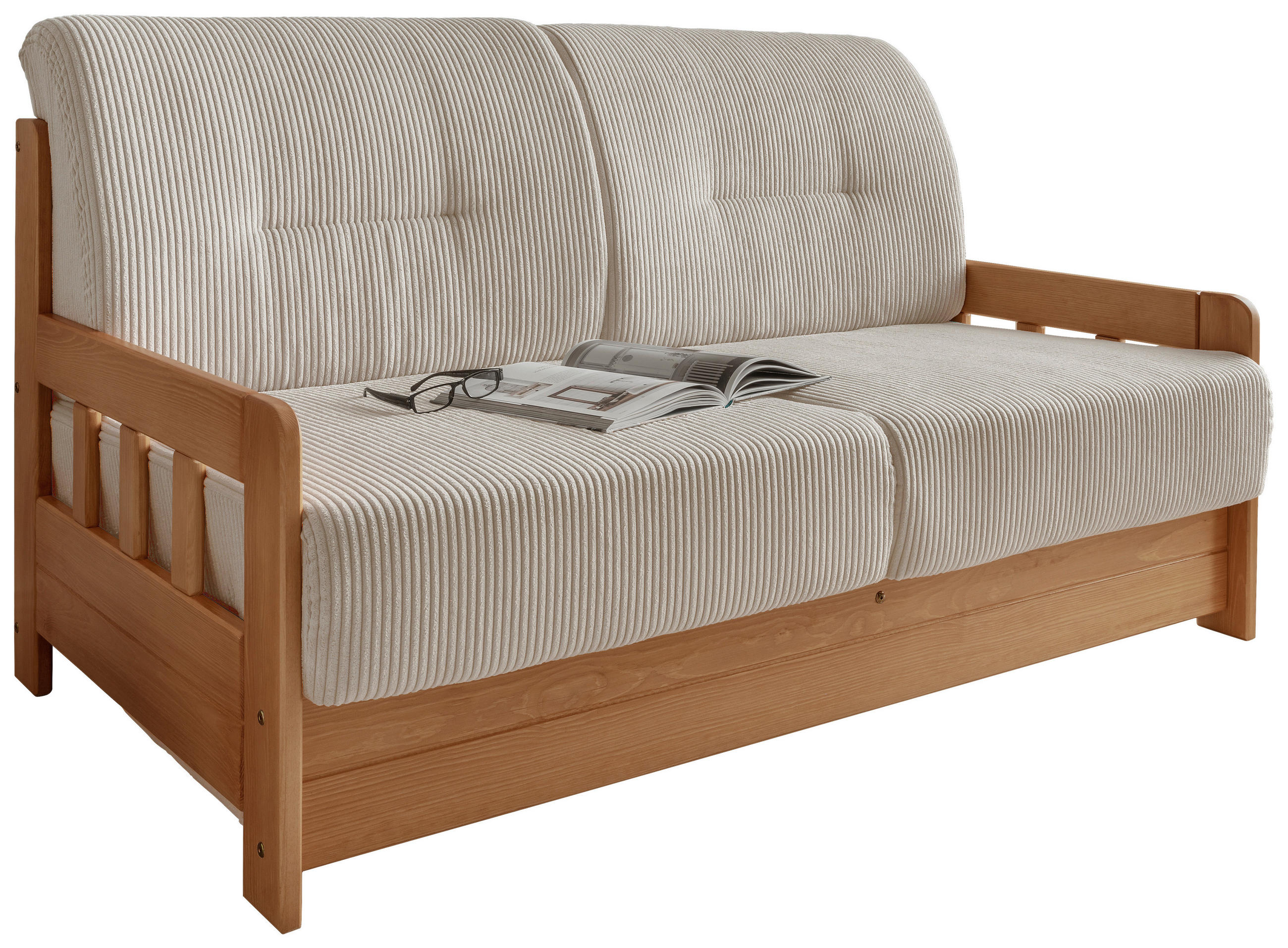 SCHLAFSOFA Cord Kieferfarben, Beige  - Beige/Kieferfarben, MODERN, Textil (154/88/90cm) - Livetastic