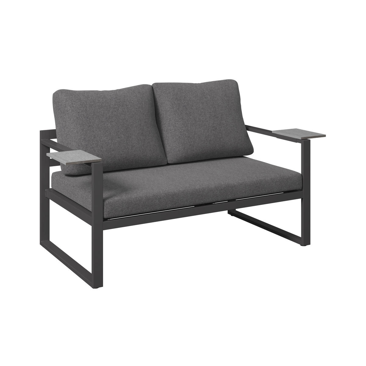 LOUNGEGARNITUR Stahl  - Dunkelgrau/Anthrazit, MODERN, Kunststoff/Textil (155/65/74cm) - Ambia Garden